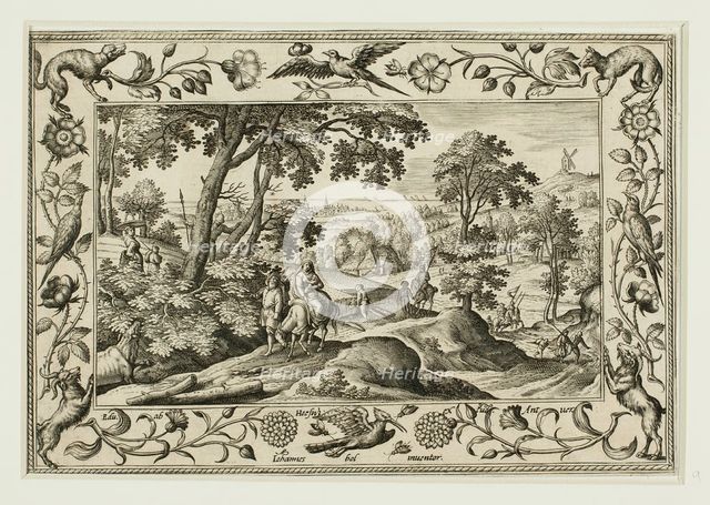 The Flight into Egypt, from Landscapes with Old and New Testament Scenes and Hunting Scenes, 1584. Creator: Adriaen Collaert.
