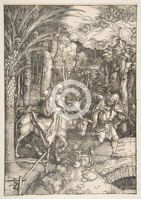 The Flight into Egypt, from The Life of the Virgin, from the Latin Edition, 1511. Creator: Albrecht Durer.