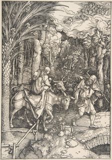 The Flight into Egypt, from The Life of the Virgin, Latin Edition, 1511, 1511. Creator: Albrecht Durer