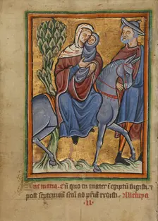 The Flight into Egypt; Illustrated Vita Christi..., about 1190-1200; text added about 1480-1490. Creator: Unknown