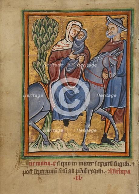 The Flight into Egypt; Illustrated Vita Christi..., about 1190-1200; text added about 1480-1490. Creator: Unknown.