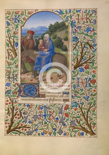 The Flight into Egypt; Katherine Hours, about 1480-1485. Creator: Jean Bourdichon.