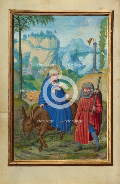 The Flight into Egypt; Prayer Book of Cardinal Albrecht of Brandenburg, about 1525-1530. Creator: Simon Bening.