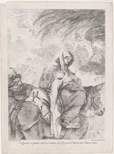 The flight into Egypt, the Virgin and Child on a donkey, Joseph to the left, after ..., ca. 1765-93. Creator: José del Castillo