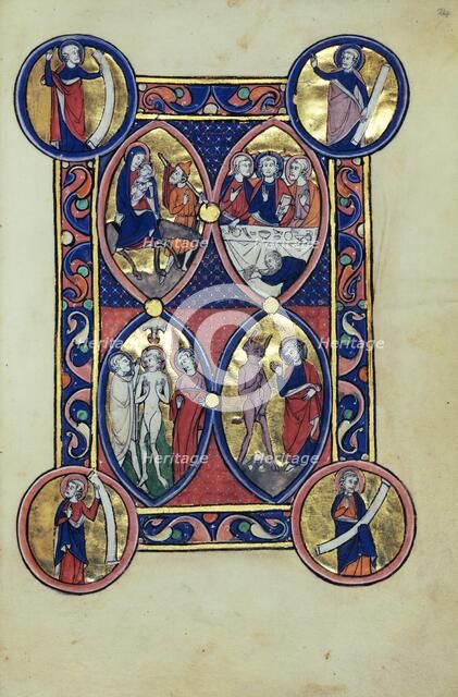 The Flight into Egypt: The Baptism of Christ: The Supper at Bethany..., about 1250-1260. Creator: Unknown.