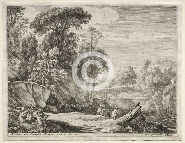 The Flight into Egypt: The Donkey Led to the River. Creator: Herman van Swanevelt (Dutch, c. 1600-1655).