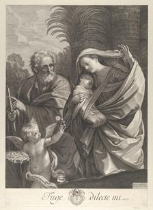 The Flight into Egypt; the Holy Family walking together, Saint Joseph pointing to t..., ca. 1648-81. Creator: François de Poilly