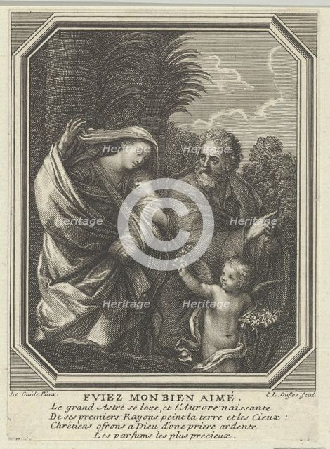 The Flight into Egypt; the holy family walking with the young John the Baptist, tre..., ca. 1720-86. Creator: Claude-Augustin Duflos.