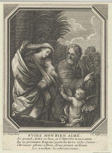 The Flight into Egypt; the holy family walking with the young John the Baptist, tre..., ca. 1720-86. Creator: Claude-Augustin Duflos