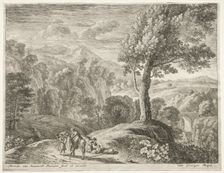 The Flight into Egypt: The large tree and the cuocade. Creator: Herman van Swanevelt (Dutch, c. 1600-1655)