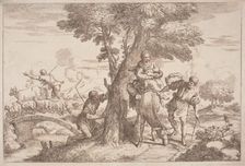 The Flight into Egypt with a Shepherd Watching from Behind a Tree, 1758/1759. Creator: Gaetano Gherardo Zompini