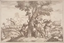 The Flight into Egypt with a Shepherd Watching from Behind a Tree, 1758/1759. Creator: Gaetano Gherardo Zompini