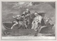 The flight into Egypt, with the Holy Family in a boat, 1730-50. Creator: Pietro Monaco