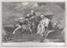 The flight into Egypt, with the Holy Family in a boat, 1730-50. Creator: Pietro Monaco