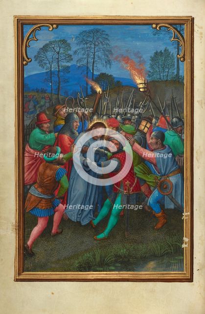 The Flight of the Apostles; Prayer Book of Cardinal Albrecht of Brandenburg, about 1525-1530. Creator: Simon Bening.