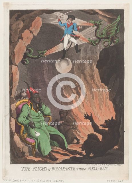 The Flight of Bonaparte from Hell-Bay, April 7, 1803., April 7, 1803. Creator: Thomas Rowlandson.