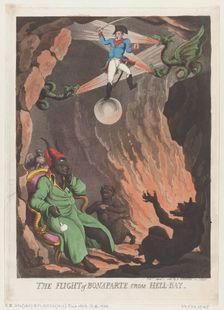 The Flight of Bonaparte from Hell-Bay, April 7, 1803., April 7, 1803. Creator: Thomas Rowlandson