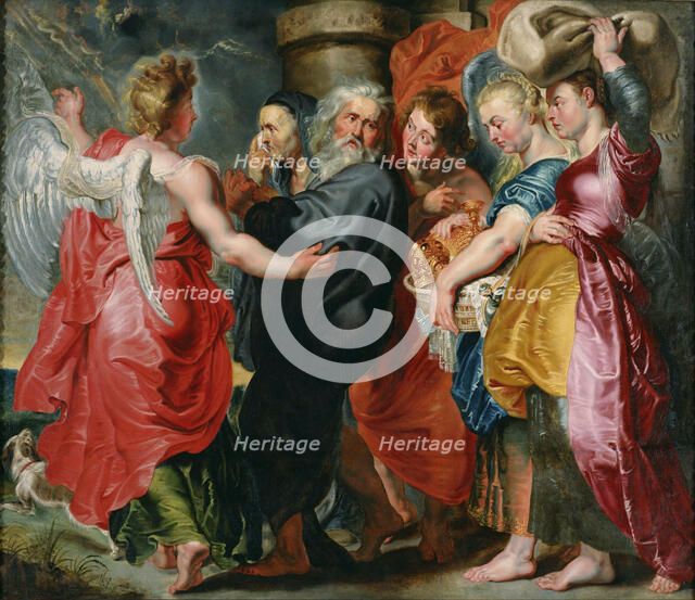 The Flight of Lot and His Family from Sodom (after Rubens), c. 1618. Artist: Jordaens, Jacob (1593-1678)