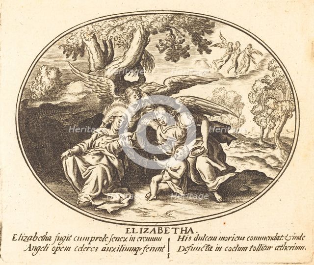 The Flight of Saint Elizabeth with the Infant Saint John. Creator: Balthasar Moncornet.