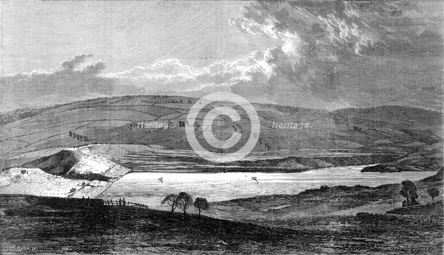 The Flood at Sheffield: view of the Bradfield Reservoir, showing the broken dam..., 1864. Creator: Mason Jackson.