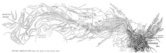 The Flood at Sheffield: plan of the Loxley Valley, 1864. Creator: Unknown.