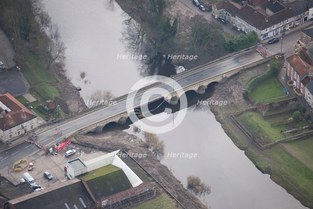 The flood-damaged Wharfe Bridge in Tadcaster, North Yorkshire, 2016. Creator: Dave MacLeod.
