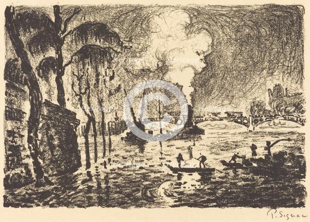 The Flooded Seine in 1910 (La Seine en crue, en 1910), 1923. Creator: Paul Signac.