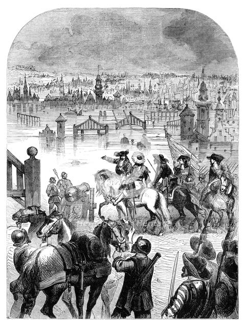The flooding of Amsterdam in 1672 by the order of the William III, c1902. Artist: Unknown