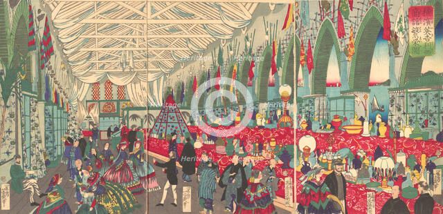 “The Flourishing of an English Trading Firm in Yokohama” , 9th month, 1870. Creator: Utagawa Yoshiiku.