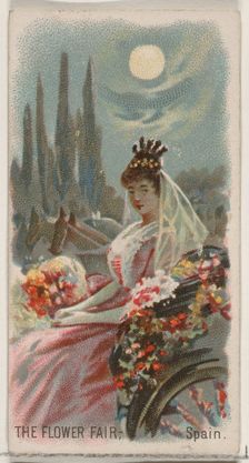 The Flower Fair, Spain, from the Holidays series (N80) for Duke brand cigarettes, 1890., 1890. Creator: George S. Harris & Sons