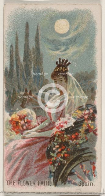 The Flower Fair, Spain, from the Holidays series (N80) for Duke brand cigarettes, 1890., 1890. Creator: George S. Harris & Sons.