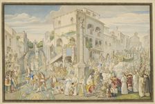 The Flower Festival in Genzano during the Octave of Corpus Christi, 1821. Creator: Johann Anton Ramboux