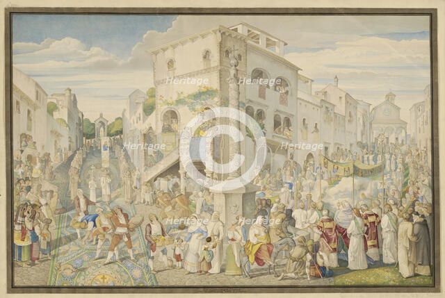 The Flower Festival in Genzano during the Octave of Corpus Christi, 1821. Creator: Johann Anton Ramboux.