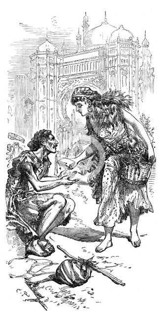 "The flower-girl gave him a piece of bread, with three large dates", 1871. Creator: Unknown.