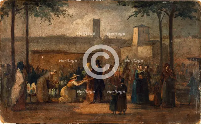 The flower market, c1839. Creator: Jean-Francois Demay.