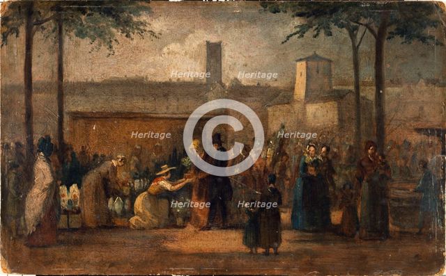 The flower market, c1839. Creator: Jean-Francois Demay.