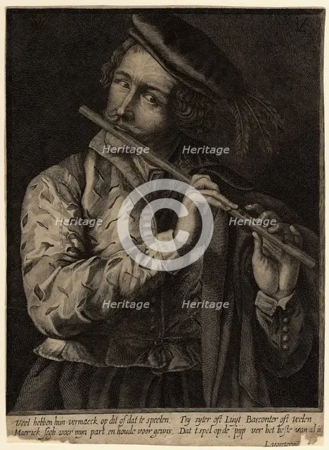 The Flute Player. Artist: Vorsterman, Lucas, the Elder (1595-1675)