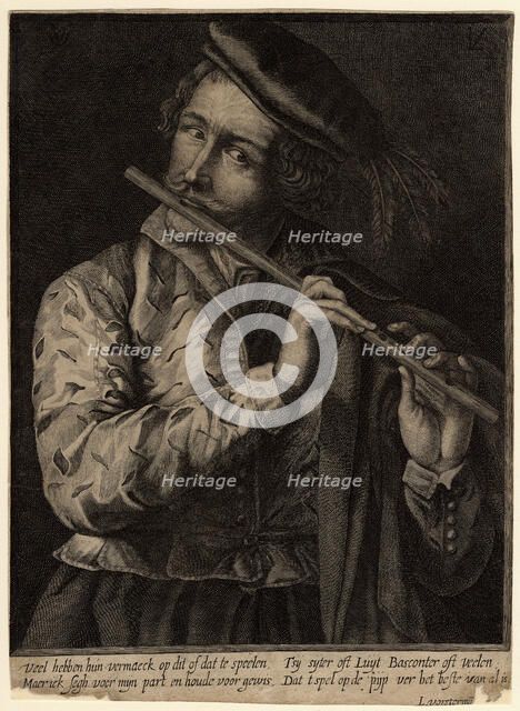 The Flute Player. Artist: Vorsterman, Lucas, the Elder (1595-1675)