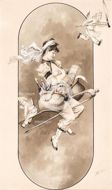 The flying Chief Cook, Caricature of the Culinary Art. Creator: Sieben, Gottfried (1856-1918).
