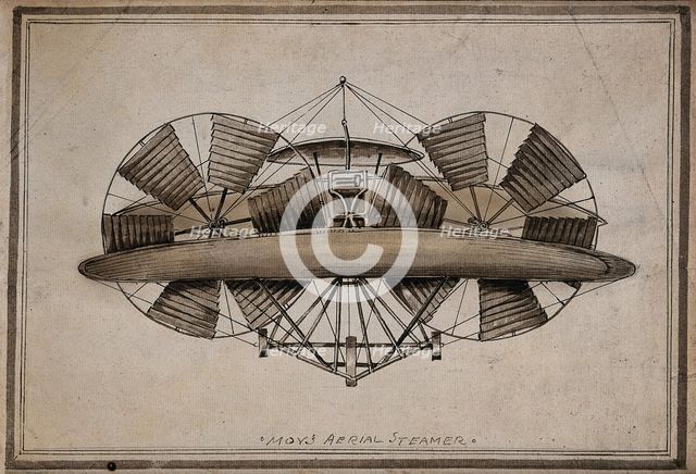 The flying machine of Thomas Moy, late 19th century.  Creator: Unknown.
