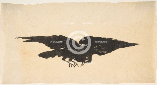 The Flying Raven, Ex Libris for The Raven by Edgar Allan Poe, 1875. Creator: Edouard Manet.