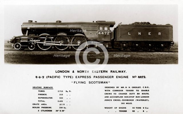 The 'Flying Scotsman' steam locomotive, 20th century. Artist: Unknown
