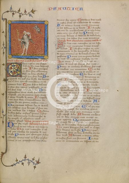 The Fool and a Demon, about 1360-1370. Creator: Master of Jean de Mandeville.
