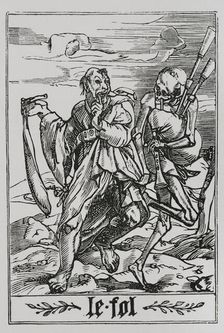 The Fool from "The Dance of Death", 1547, (1877). Creator: Unknown