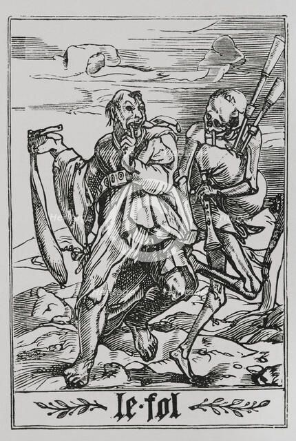 The Fool from "The Dance of Death", 1547, (1877). Creator: Unknown.