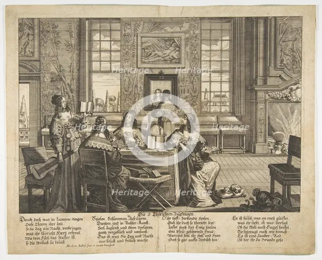 The Foolish Virgins Conversing, mid to late 17th century. Creator: Abraham Aubry.