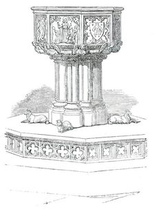 The Font, Church of St. Stephen, Rochester-Row, Westminster, 1850. Creator: Unknown
