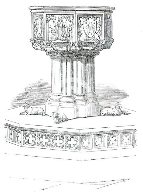 The Font, Church of St. Stephen, Rochester-Row, Westminster, 1850. Creator: Unknown.