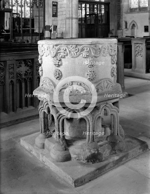 The font in the church of St John the Baptist, Barnack, Cambridgeshire. Artist: Unknown