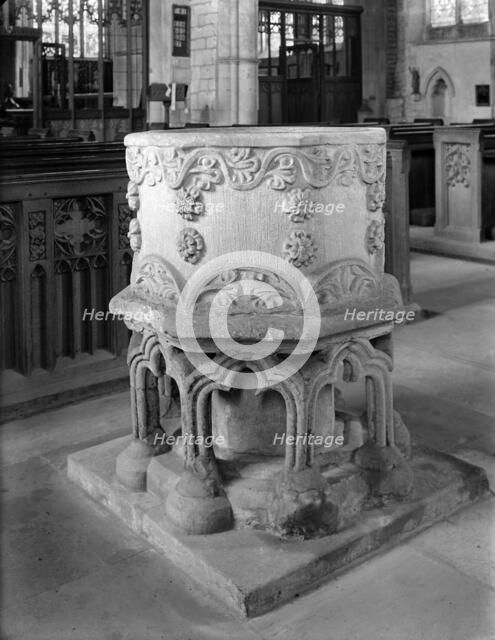 The font in the church of St John the Baptist, Barnack, Cambridgeshire. Artist: Unknown